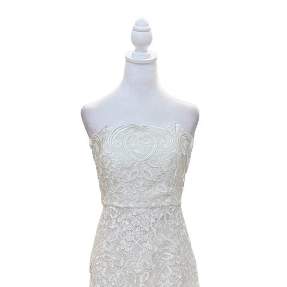 Badgley Mischka Strapless Lace Midi Dress 8 NWT - Picture 3 of 10